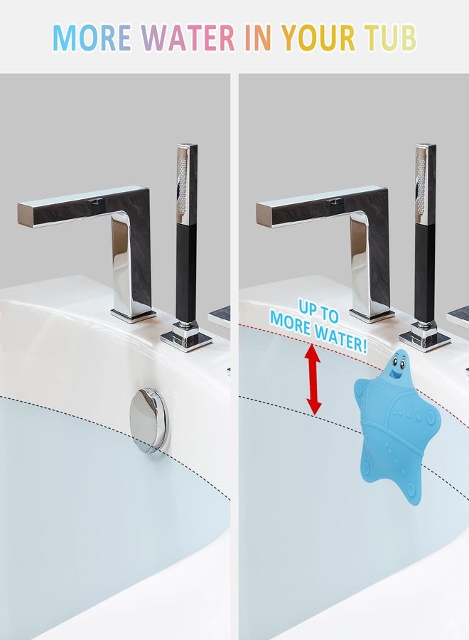 ddLUCK Bathtub Overflow Drain Cover, Silicone Tub Overflow Drain Cover, Soak Bathtub Drain Cover Stopper with Suction Cups, Cute Bathroom Spa Accessories Adds Inches of Water for Deeper Bath (Blue) - Image 2