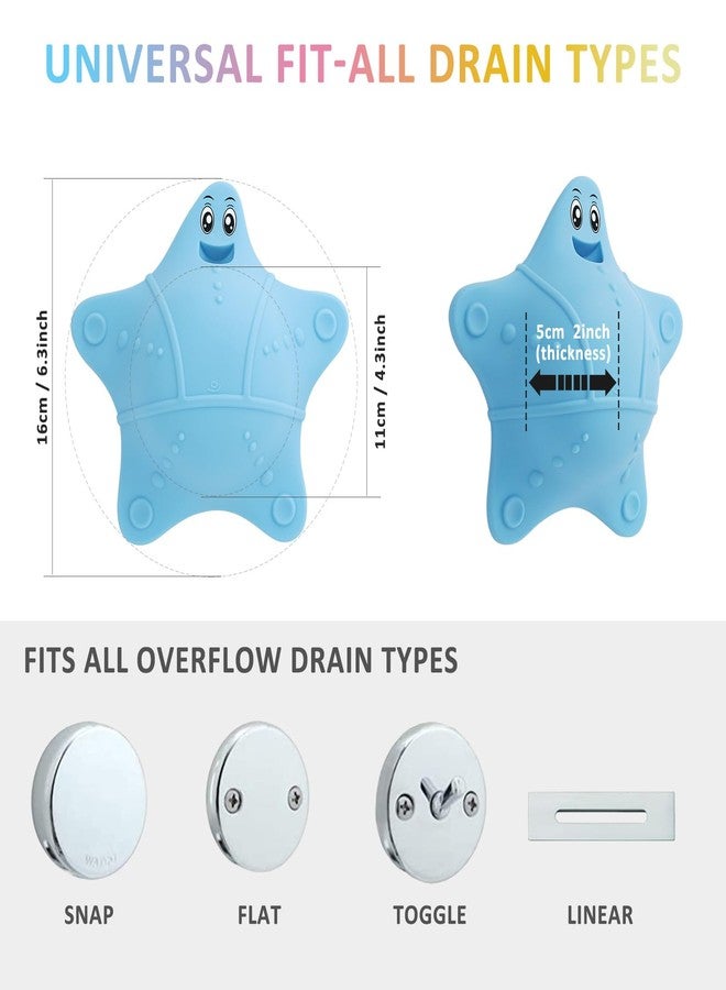 ddLUCK Bathtub Overflow Drain Cover, Silicone Tub Overflow Drain Cover, Soak Bathtub Drain Cover Stopper with Suction Cups, Cute Bathroom Spa Accessories Adds Inches of Water for Deeper Bath (Blue) - Image 4