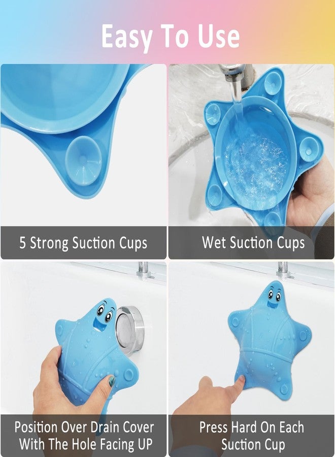 ddLUCK Bathtub Overflow Drain Cover, Silicone Tub Overflow Drain Cover, Soak Bathtub Drain Cover Stopper with Suction Cups, Cute Bathroom Spa Accessories Adds Inches of Water for Deeper Bath (Blue) - Image 3