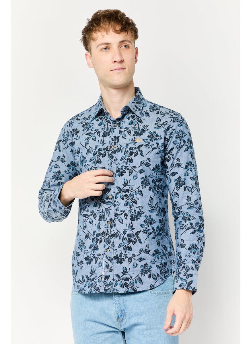 La Martina Men Tailored Fit Embroidered Logo Long Sleeves Casual Shirt, Multicolor  - Image 1