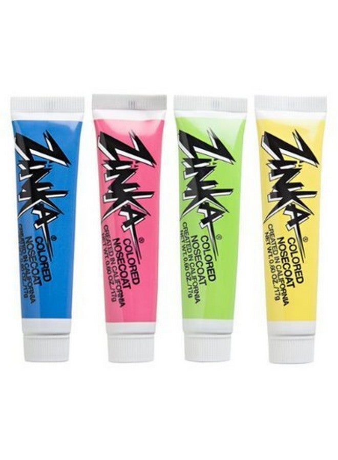 Colored Sunblock Zinc Waterproof Nosecoat 4 Pack Bundle .6Oz Tube Blue/Pink/Green/Yellow