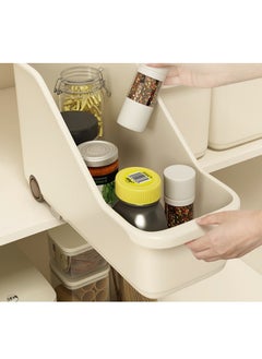EXCLIFE Kitchen Storage Box Pot Storage Rack Plastic Storage Pot Lid Rack Cabinet Storage Box Storage Rack, Beige  - Image 4