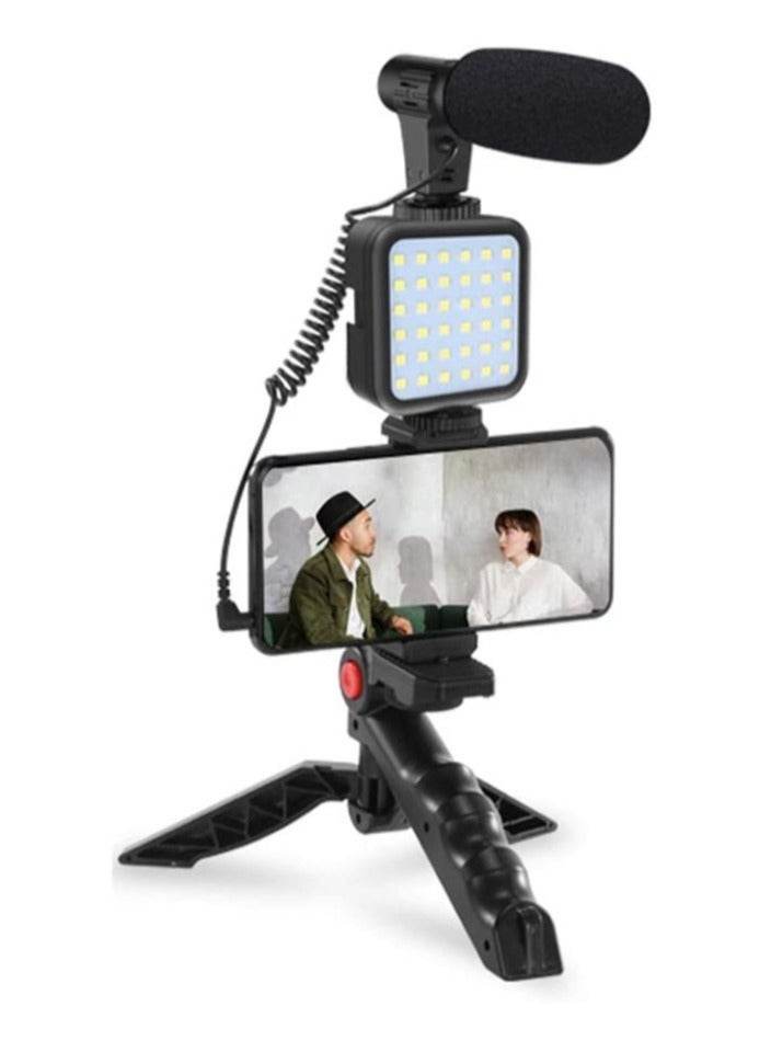 ELTRAZONE smartphone Vlogging Kit for Starter Video Recording, the set with Fill Light + Microphone + Tripod + Phone Clip for YouTube Tiktok Instagram Fitness Yoga - Image 1