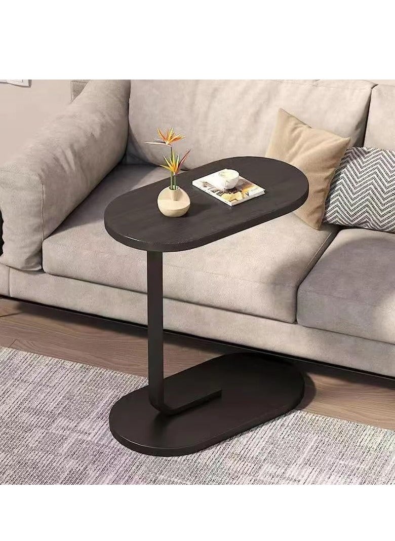 C Shaped Side Table Sofa Side Table Couch Side TablesThat Slide Under End Table Laptop Coffee and Snack Side Tables Wooden Table Small Table For Balcony Living Room Bedroom (BLACK)