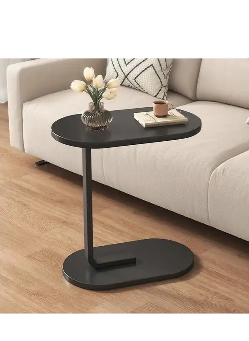 C Shaped Side Table Sofa Side Table Couch Side TablesThat Slide Under End Table Laptop Coffee and Snack Side Tables Wooden Table Small Table For Balcony Living Room Bedroom (BLACK)