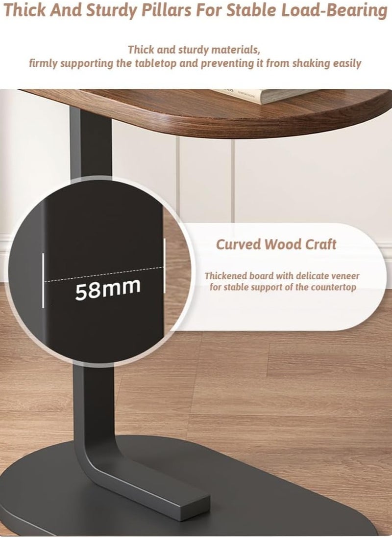 C Shaped Side Table Sofa Side Table Couch Side TablesThat Slide Under End Table Laptop Coffee and Snack Side Tables Wooden Table Small Table For Balcony Living Room Bedroom (BLACK)