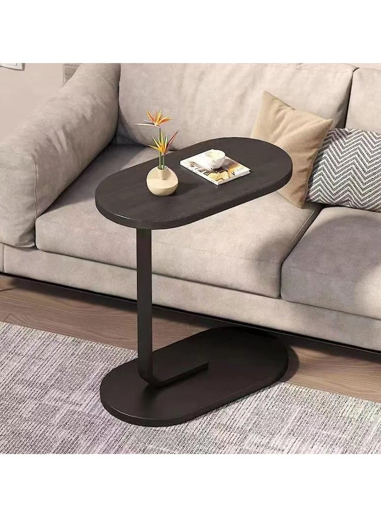 C Shaped Side Table Sofa Side Table Couch Side TablesThat Slide Under End Table Laptop Coffee and Snack Side Tables Wooden Table Small Table For Balcony Living Room Bedroom (BLACK)