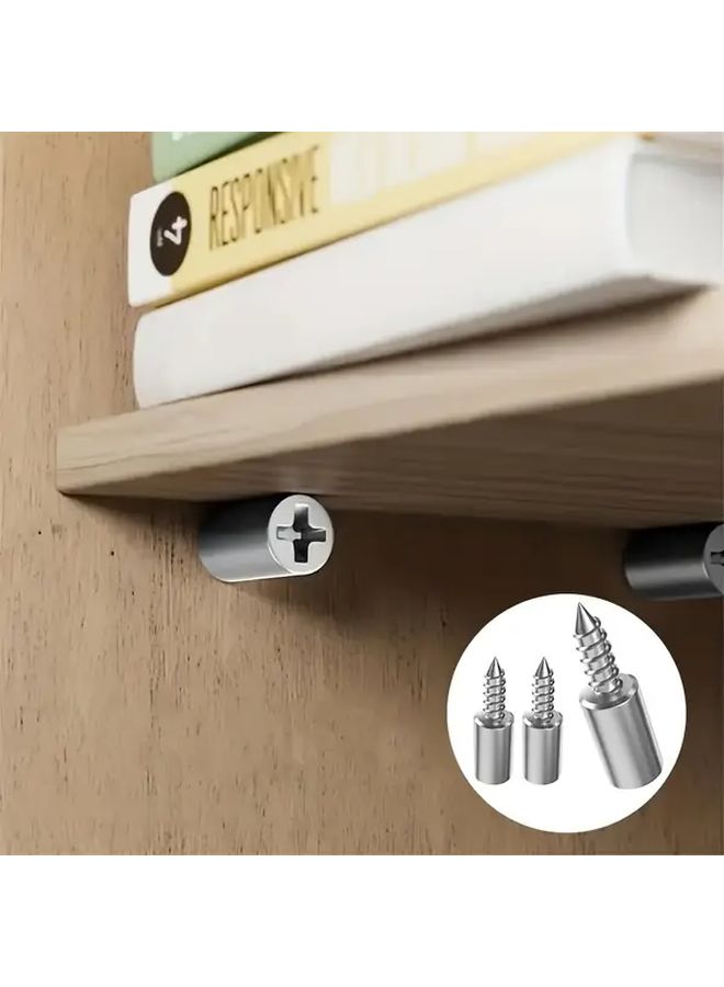 White 8 Sets Non Perforated Self Tapping Screw Layer Board Support with Rubber Cover for Cabinet Wardrobe Shoe Cabinet - Image 5