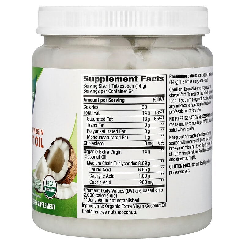 Nature's Way Organic Extra Virgin Coconut Oil, 32 oz (907 g) Packaging May Vary 907grams - Image 2