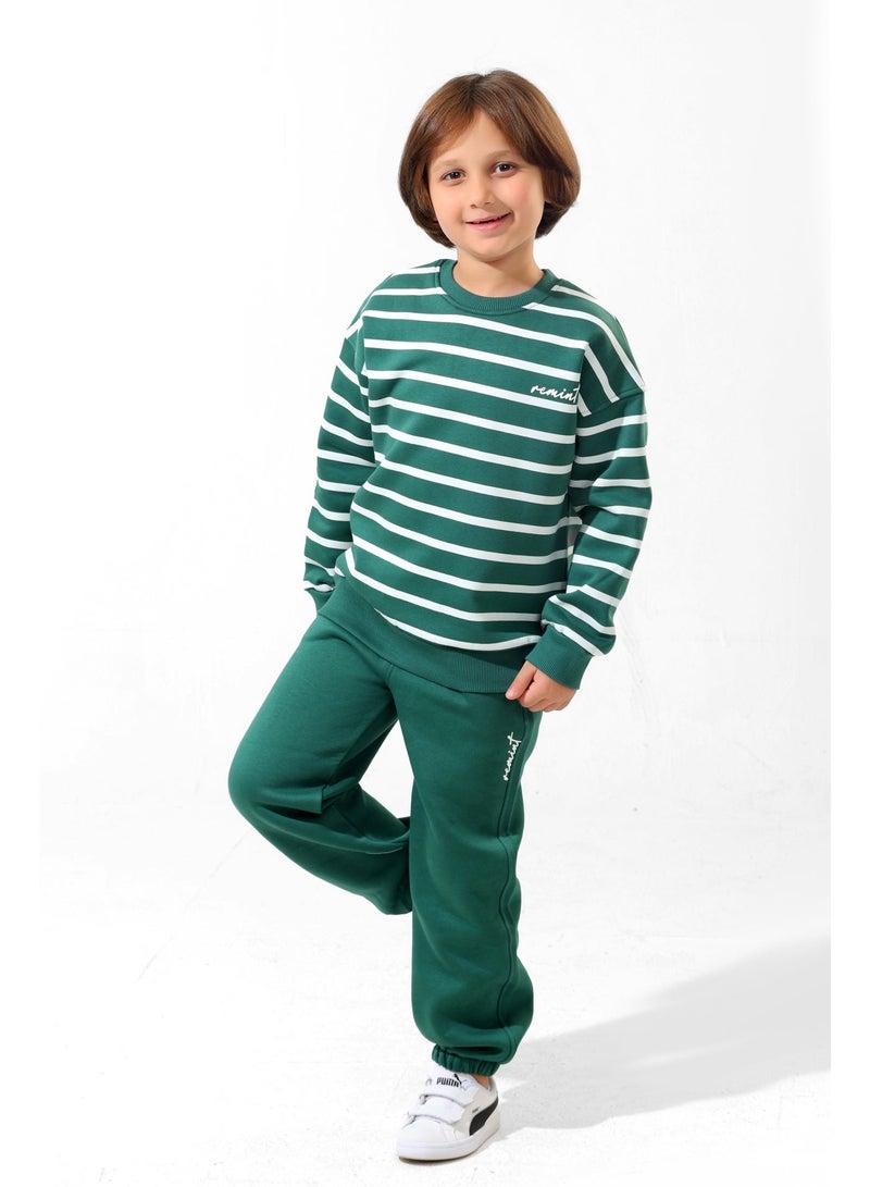 ريمينت بيجاما للاولاد طباعة مقلمة اخضر داكن - Image 2