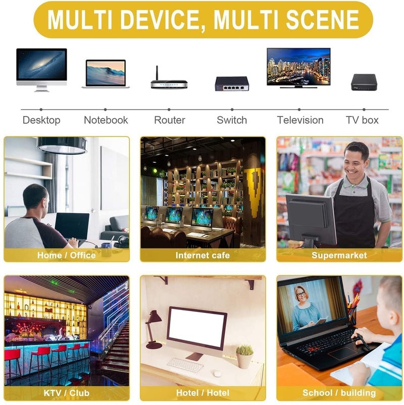 ETZIN كابل إيثرنت Cat6 بطول 30 متر RJ45 مسطح LAN عالي السرعة 250MHZ / سرعة 1 جيجابت كابل UTP LAN، كابل إنترنت، كابل كمبيوتر باتش فئة 6 جيجابت للأجهزة مودم أبيض (30م) - Image 4