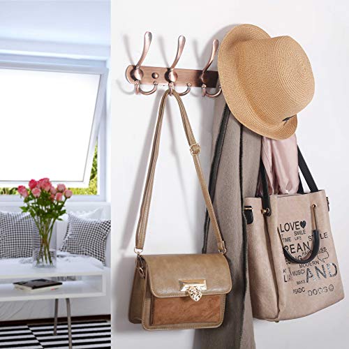WEBI Coat Rack Wall Mount,Coat Hanger Wall,Coat Hooks Wall Mount,Wall Coat Rack,Hook Rack Rail,5 Triple Hooks for Hanging Coats,Jacket,Clothes,Antique Copper - Image 5