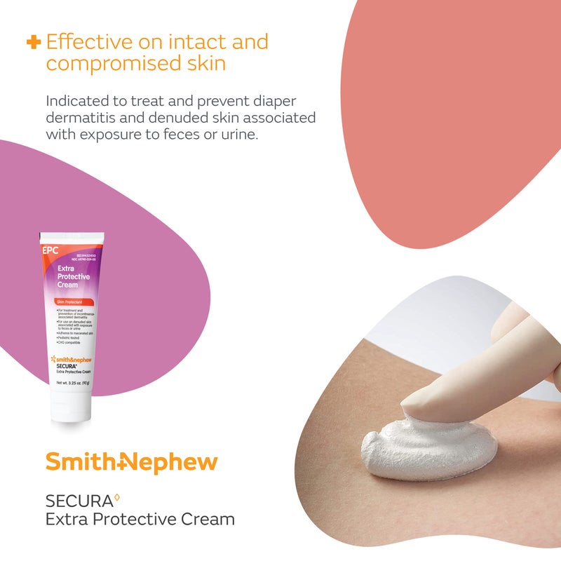 Smith&nephew Smith+Nephew SECURA Extra Protective Cream (EPC) Tube, Diaper Rash Cream for Adults, Incontinence Skin Protectant, 3.25 Ounces White - Image 4