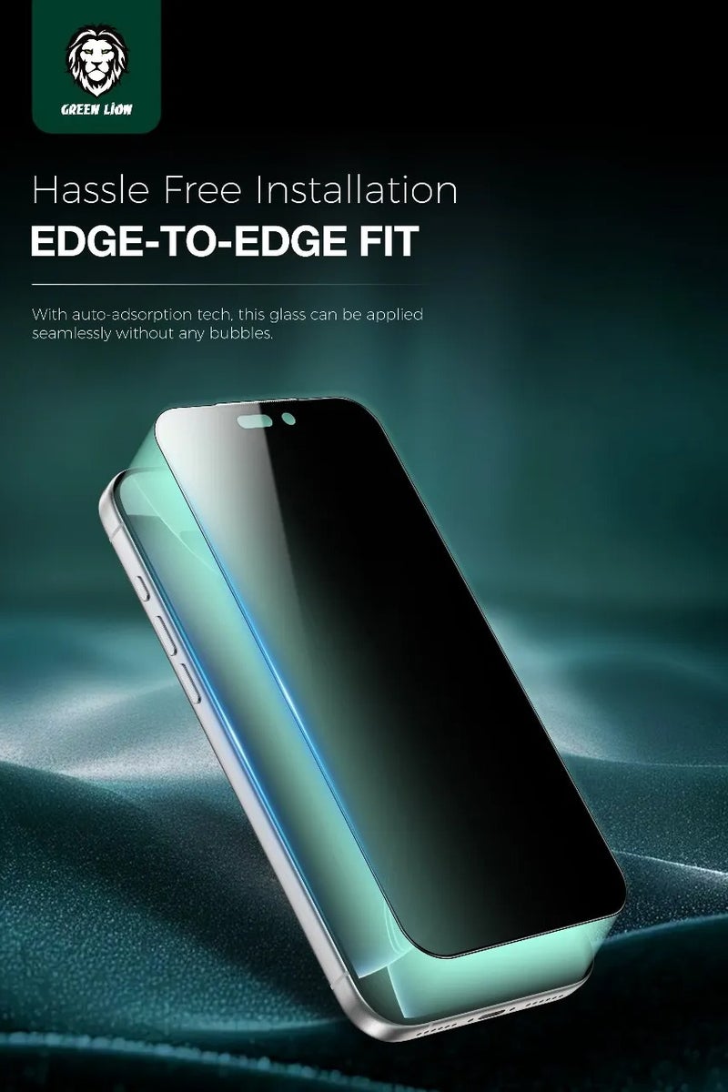 GREEN LION iPhone 17 Pro Glass /  ANTHONY 360° Privacy Screen Protector with 4-Way Anti-Peeping Glass / Smudge-Free Screen / Extreme Durability / Anti-Scratch / Anti Peeping - Black Edge/Privacy - Image 5