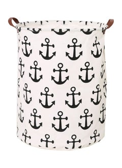 NIBEMINENT Anchor Printed Rounded Storage Basket White/Black 40x50centimeter  - Image 1