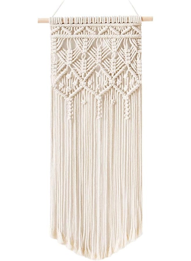 انتيكيانو مكرمية منسوجة للتعليق على الحائط ، تصميم بوهو شيك بوهيمي، ديكور فني هندسي للمنزل، ديكور جميل للشقة والسكن الجامعي، 33×71.12 سم، متعدد الألوان - Image 1