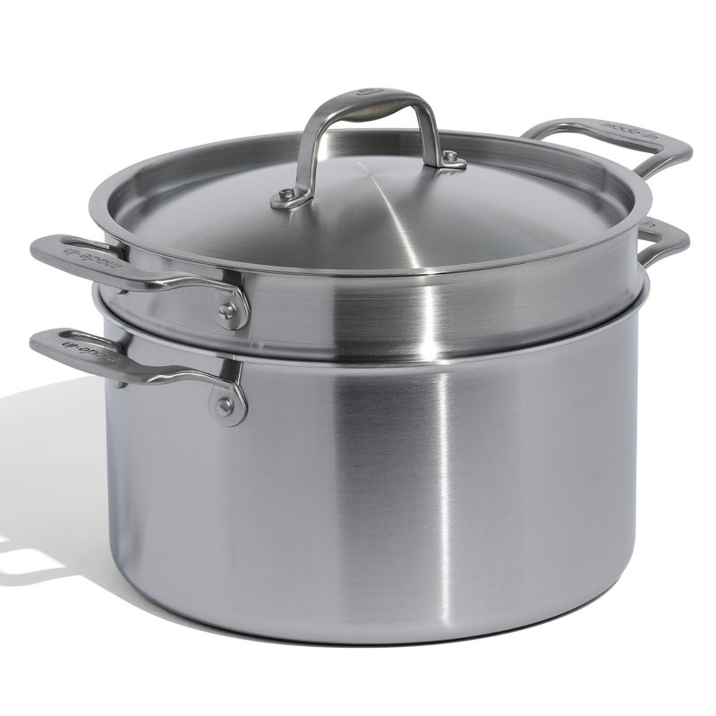 Made In Cookware  8 Quart Stainless Steel Stock Pot With Lid and Pasta Insert  5 Ply Stainless Clad  Professional Cookware  Crafted in Italy  Induction Compatible