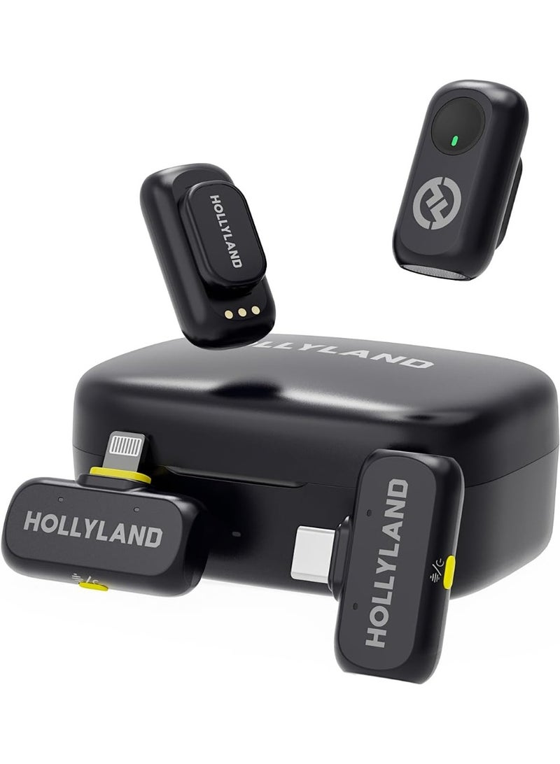 Hollyland LARK A1 Combo Wireless Lavalier Microphone for iPhone Android, Mini Clip-On Mic, 3-Level Noise Cancellation, Pure Sound, Vlogging YouTube Podcast TikTok Combo Version - Image 1