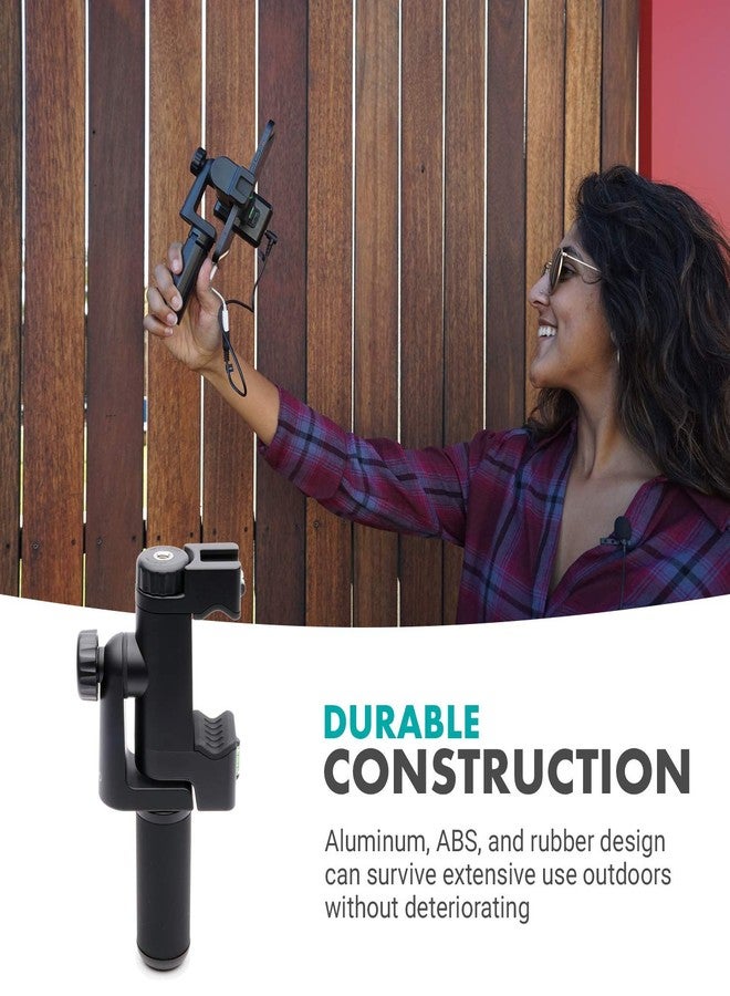 Movo PR-3 Rotating Smartphone Grip Handle Rig with Vertical and Horizonal Positions, Wrist Strap, Tripod Mount, Cold Shoe Mount for Lights and Microphones - for iPhone, Samsung, Google, Android Phones - Image 4