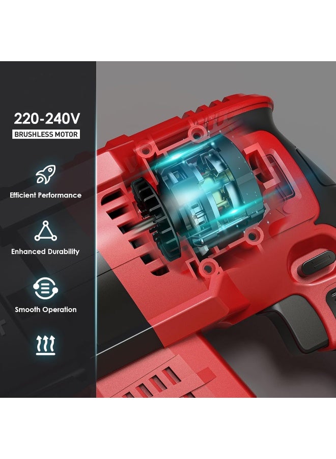 ديفاونز مثقاب دوار بدون فرشاة بقوة 48 فولت مع مفتاح 4 أوضاع، ومشبك تثبيت SDS-Plus، وبطاريتين ليثيوم أيون، وشاحن، ومقبض دوار 360 درجة، وتحكم في السرعة بدون خطوات، وحفر الخرسانة والبناء والمعادن والخشب والإزميل، طقم أدوات كهربائية لاسلكية مع حقيبة حمل - Image 5