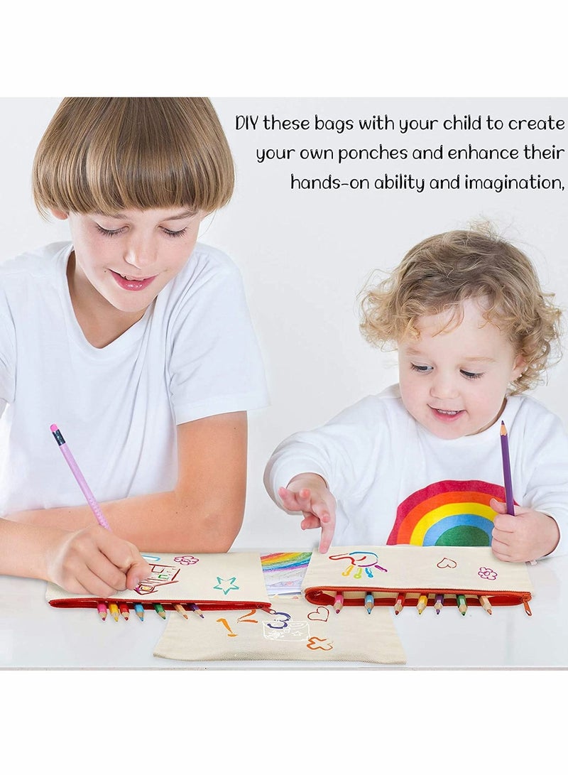 KASTWAVE Blank DIY Craft Bag Canvas Pen Case, KASTWAVE Canvas Zipper Pouch Bags Canvas Pencil Pouch Canvas Makeup Bags, Multi-Purpose Travel Cosmetic Bag (40Pcs) - Image 4