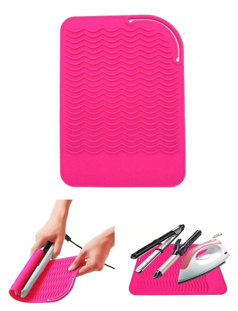 AFT90 Heat Resistant Mat for Curling Iron, Flat Irons and Hair Straightener Hair Styling Tools 9" x 6.5", Food Grade Silicone, Pink - Image 3