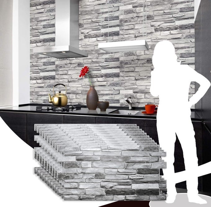 GRAZPG711710 GREY FAUX STONE PVC 3D WALL PANEL 32 FT X 16 FT 98CM X 50CM INTERIOR DESIGN WALL PANELING DECOR 53 SQ FT 049 SQ M EACH PACK OF 10