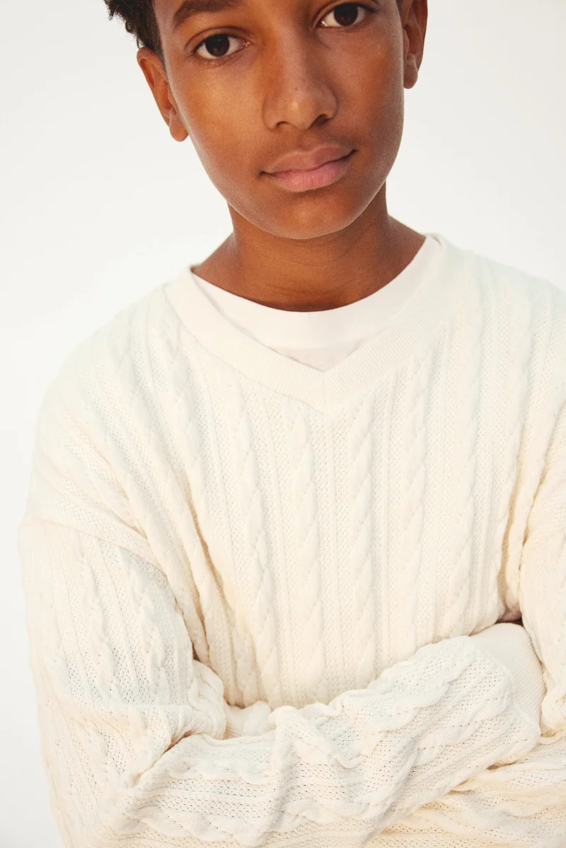 H&M Cable-Knit V-Neck Jumper