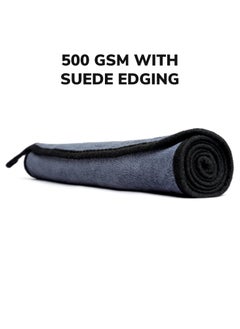 شاينيكس برو قماش تنظيف السيارة من الألياف الدقيقة Shinexpro - قماش OG Soft 500 GSM كبير جدًا (35x75 سم) من الألياف الدقيقة للسيارة والدراجة - حواف من الجلد السويدي للتجفيف والتفاصيل بدون خدوش (عبوة من قطعتين، رمادي)  - Image 3