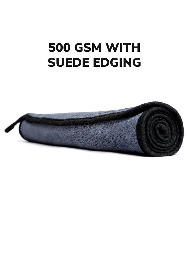 shinexpro Shinexpro Microfiber Car Cleaning Cloth - OG Soft 500 GSM Extra Large (35x75 CM) Microfiber Cloth for Car and Bike - Suede Edging for Scratchless Drying and Detailing (Pack of 2, Grey)  - Image 3