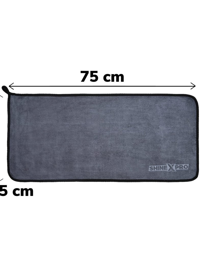 shinexpro Shinexpro Microfiber Car Cleaning Cloth - OG Soft 500 GSM Extra Large (35x75 CM) Microfiber Cloth for Car and Bike - Suede Edging for Scratchless Drying and Detailing (Pack of 2, Grey)  - Image 2