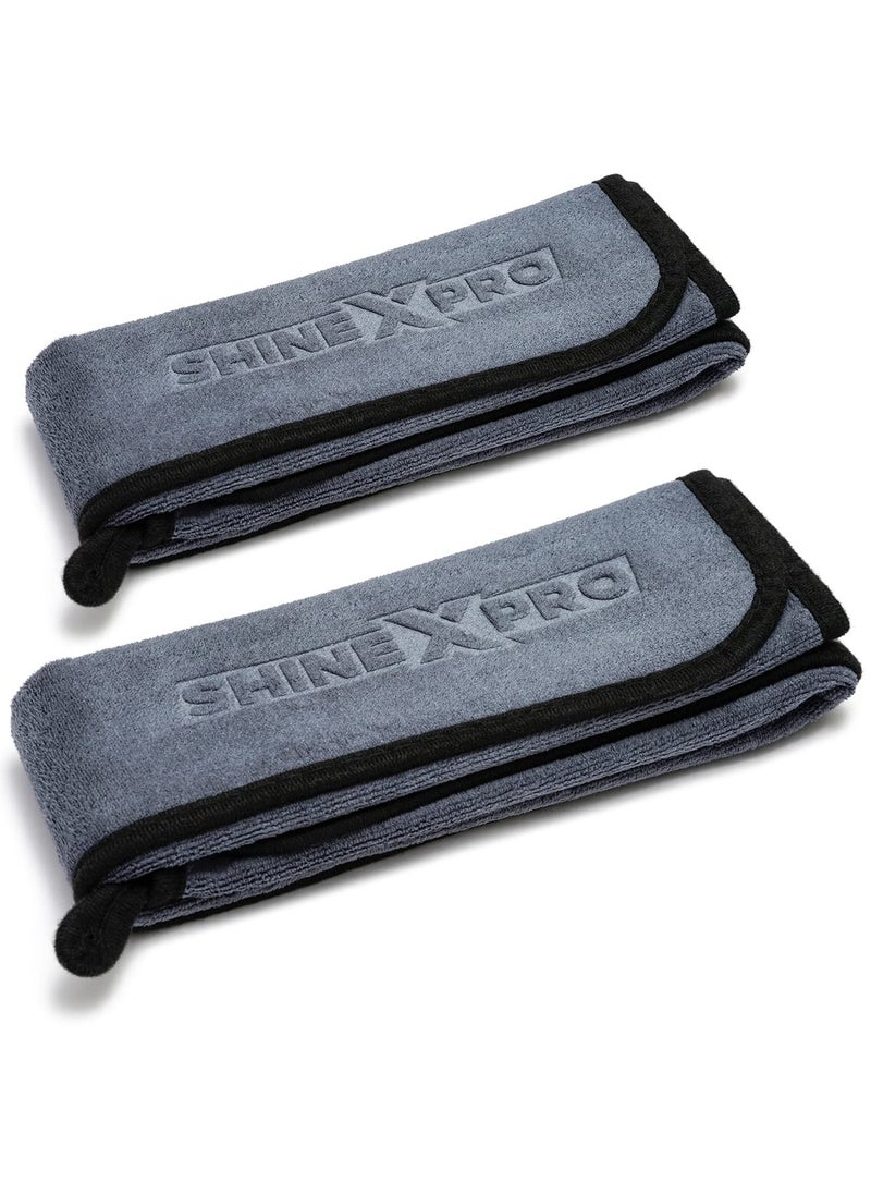 shinexpro Shinexpro Microfiber Car Cleaning Cloth - OG Soft 500 GSM Extra Large (35x75 CM) Microfiber Cloth for Car and Bike - Suede Edging for Scratchless Drying and Detailing (Pack of 2, Grey)  - Image 1