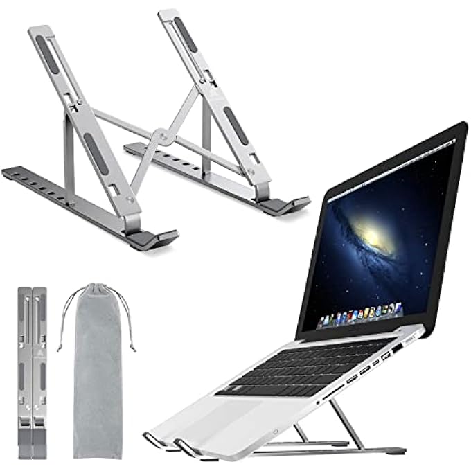 rayihni STORIFT LAPTOP STAND FOR DESK ADJUSTABLE HEIGHT, 7 ANGLES ANTI-SLIP, ERGONOMIC PORTABLE ALUMINUM LAPTOP HOLDER, FOLDABLE COMPUTER STAND, LAPTOP RISER, COMPATIBLE WITH 9-15.6 INCHES LAPTOPS AND TABLETS - Image 1