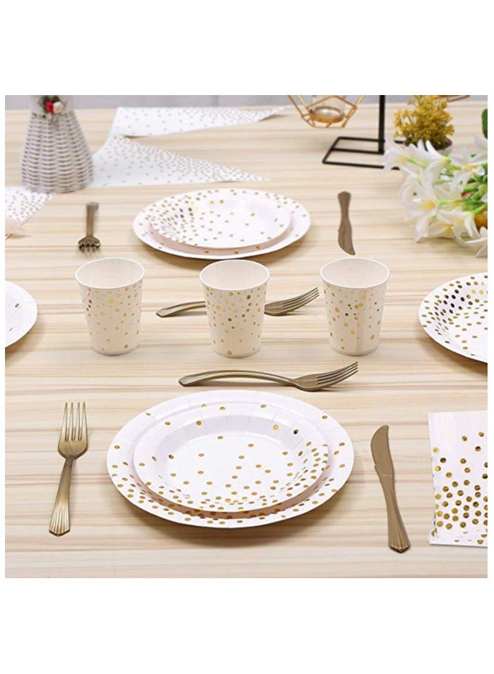 200Pcs Disposable Cutlery Disposable Paper Tableware Set for 25 Guests Dinnerware Plates Forks Knives Spoons Cups Napkins Straws for Wedding, Baby Shower, Birthday Party Supplies - Image 4