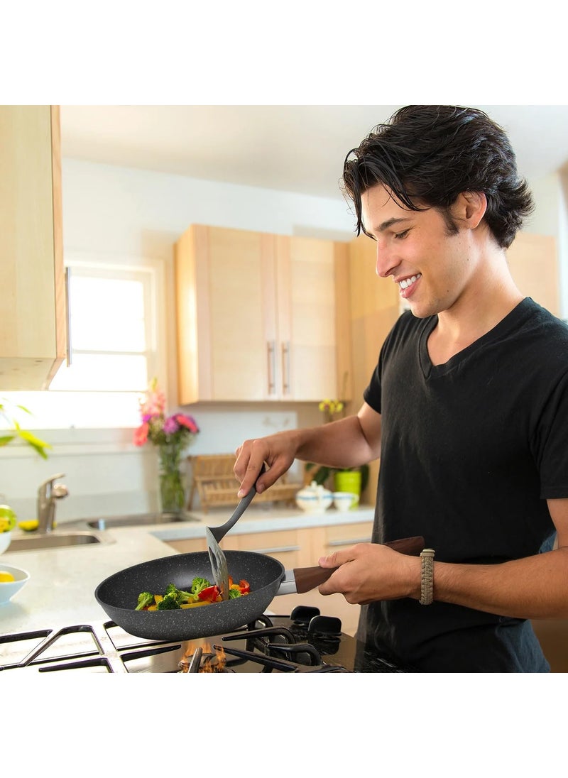 DIVHUK DIVHUK Non Stick Frying Pan Granite Omlette Egg Pan InductionGas Fry Pan Fish Pan 26 CM Black  - Image 5