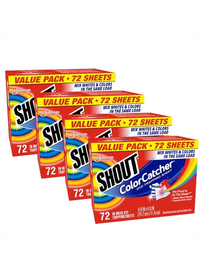 Shout أوراق شوت لالتقاط الألوان للغسيل، تسمح بالغسلات المختلطة، تمنع تسرب الألوان، وتحافظ على اللون الأصلي للملابس، 72 عدداً - عبوة من 2 (144 ورقة إجمالية) - Image 1