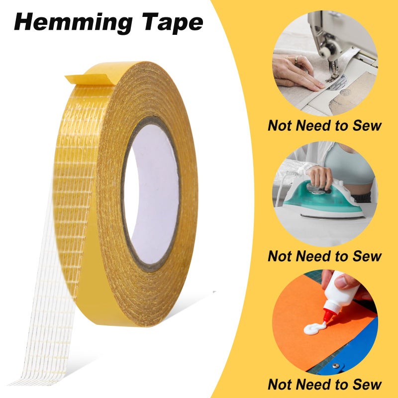Aosdc 4 Packï¼Œ 0.5 in x 33FT/10mï¼ŒDouble Sided Fabric Tape Heavy Duty for Hemï¼ŒFashion Dress, Clothï¼Œ Curtainsï¼ŒHigh Adhesive Sticky but Removable and Residue Free, No Sewing or Ironing Needï¼ŒMultipurpose, - Image 2