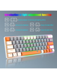 Rock Pow ROCK POW  60% Arabic English Mechanical Gaming Keyboard, 63keys RGB Backlit Ultra-Compact Mini Keyboard, Waterproof Mini Compact Keyboard for PC/Mac Gamer, Typist, Trip Hot  Swappable  Red Switch  - Image 3