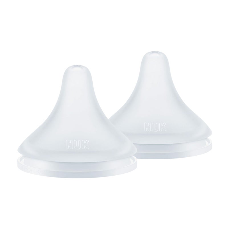 NUK Perfect Match Slow Flow Soft Silicone Nipple with Anti-Colic Vent, 2 Pack, BPA Free - Image 1