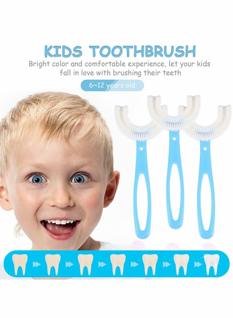 SOLARAE Kids U Shaped Toothbrush Manual Training Tooth Brush Soft Silicone Brush Head 360¬∞ Oral Teeth Cleaning Design Toddler Child Whole Mouth Toothbrush for 4Pcs - Image 3