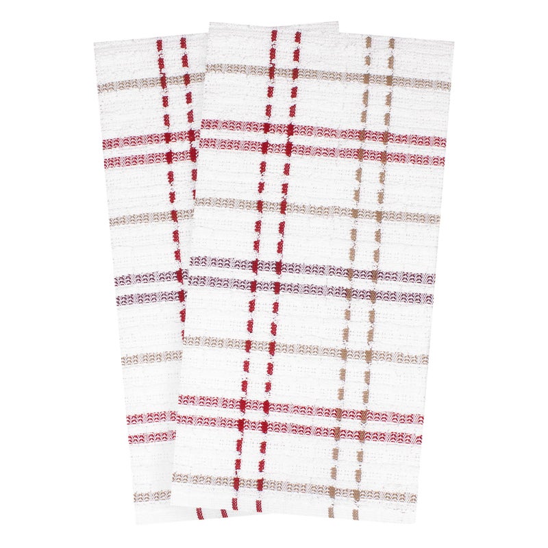 Ritz Royale Collection 100% Combed Terry Cotton, Highly Absorbent, Oversized Kitchen Towel Set, 28" x 18", 2-Pack, Checked, Mocha Brown - Image 2