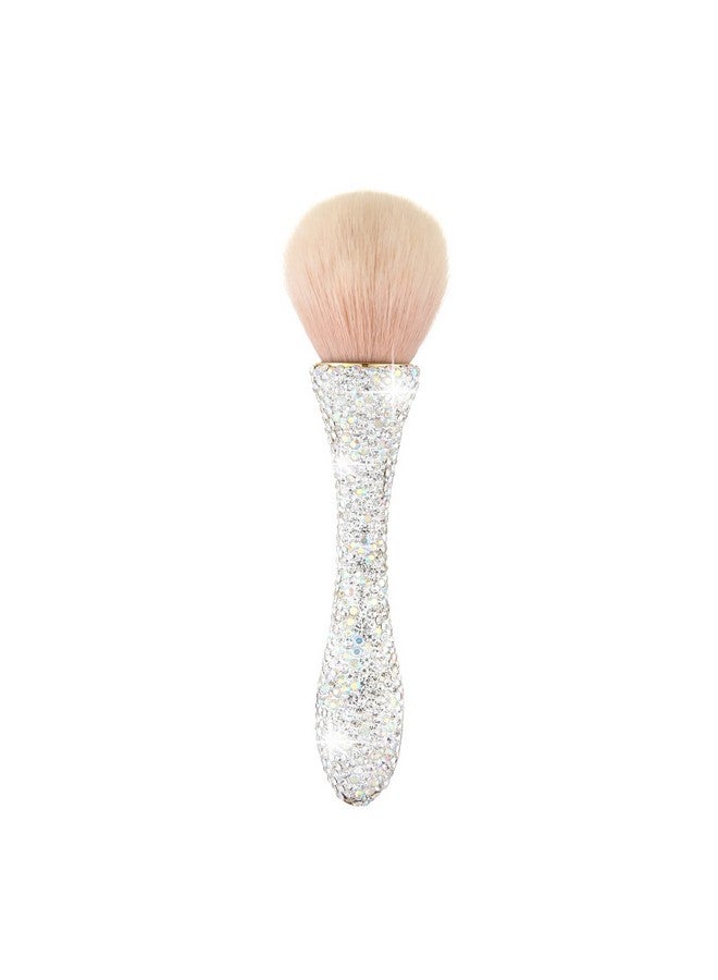 AsAlways Shiny Rhinestone Portable Makeup Brush Bling Crystal Professional Face Cosmetics Blending Liquid Foundation Powder Concealer Beauty Tool(Silver) - Image 1