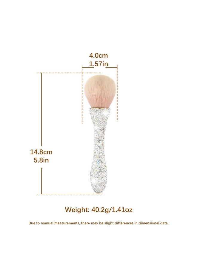 AsAlways Shiny Rhinestone Portable Makeup Brush Bling Crystal Professional Face Cosmetics Blending Liquid Foundation Powder Concealer Beauty Tool(Silver) - Image 2