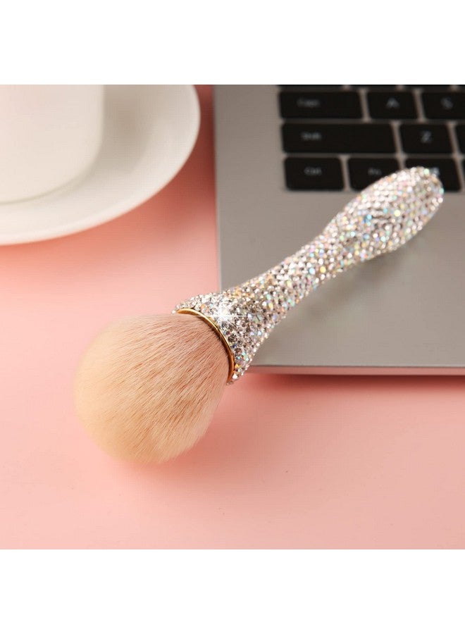 AsAlways Shiny Rhinestone Portable Makeup Brush Bling Crystal Professional Face Cosmetics Blending Liquid Foundation Powder Concealer Beauty Tool(Silver) - Image 4