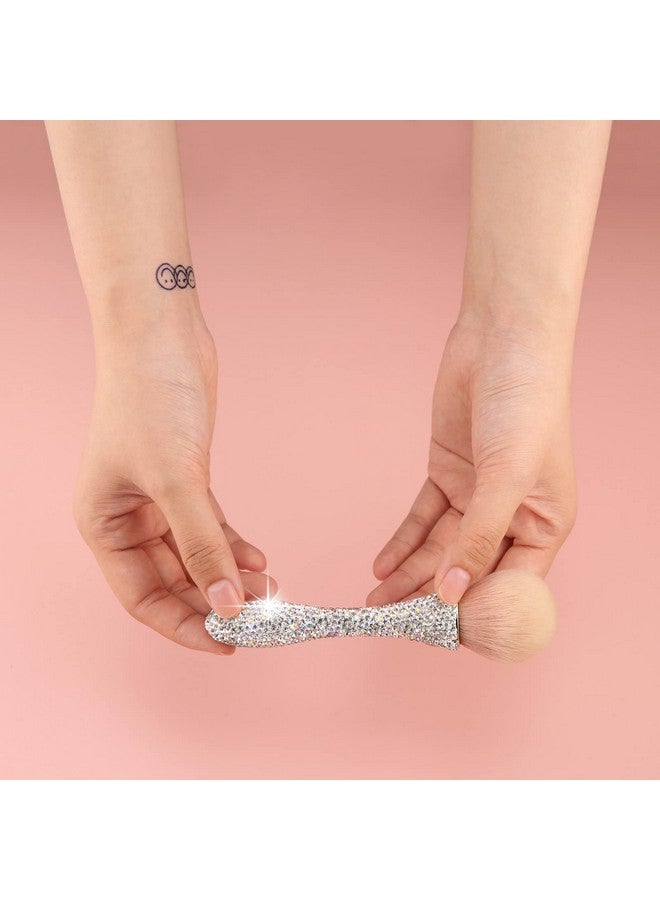AsAlways Shiny Rhinestone Portable Makeup Brush Bling Crystal Professional Face Cosmetics Blending Liquid Foundation Powder Concealer Beauty Tool(Silver) - Image 5