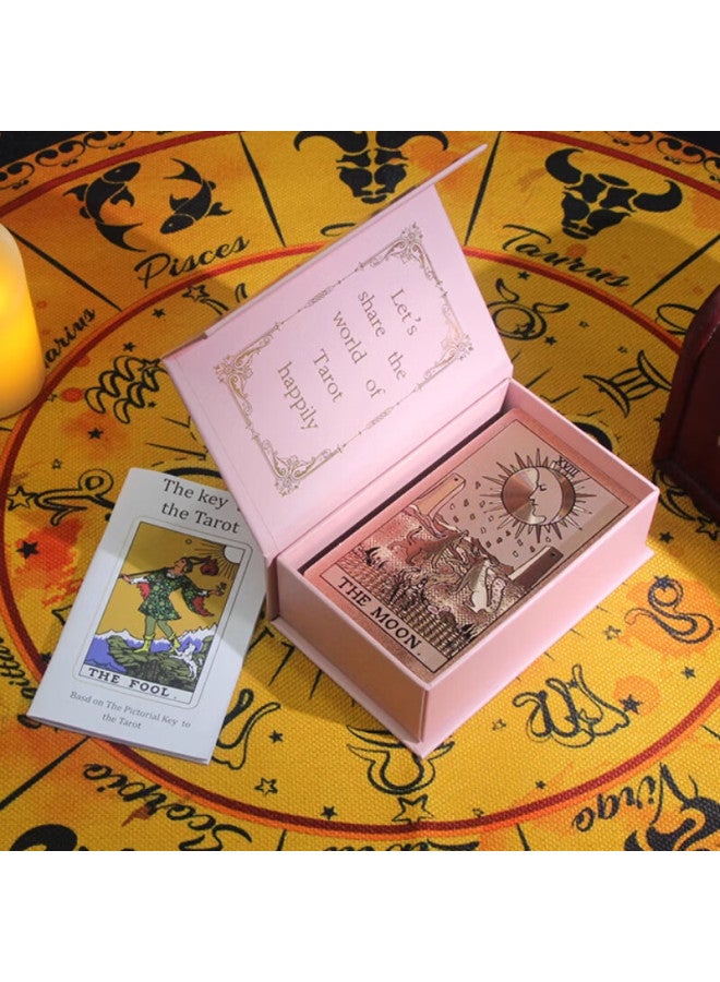 Wonderful Notes Miaoji Tarot Cards, Weite Pvc Tarot Cards, Gold Foil Complete Set, Waterproof Pink Box, Rose Gold Mj8531 - Image 1