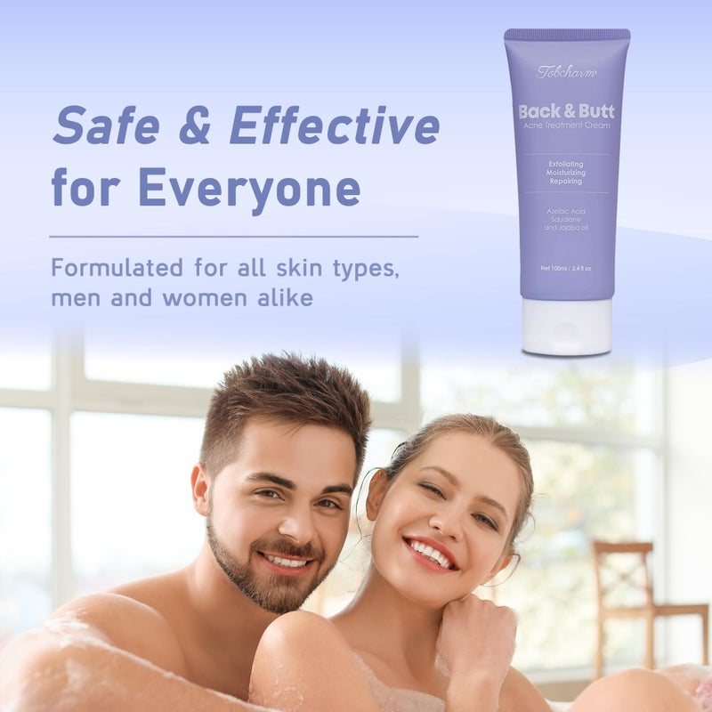 Tobcharm Butt Acne Clearing Treatment, Maximum Strength Body Cream for Back, Buttocks, Thigh & Chest Acne Removal, Skin Clearing Lotion for Men & Women, Foaming Cleanser for Bacne & Cystic Acne - Image 4