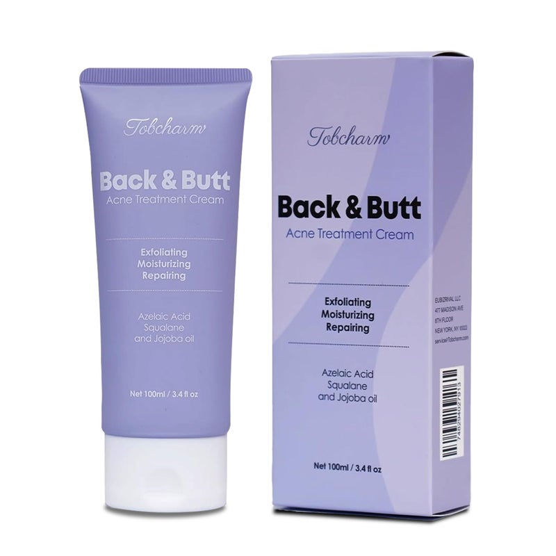 Tobcharm Butt Acne Clearing Treatment, Maximum Strength Body Cream for Back, Buttocks, Thigh & Chest Acne Removal, Skin Clearing Lotion for Men & Women, Foaming Cleanser for Bacne & Cystic Acne - Image 1