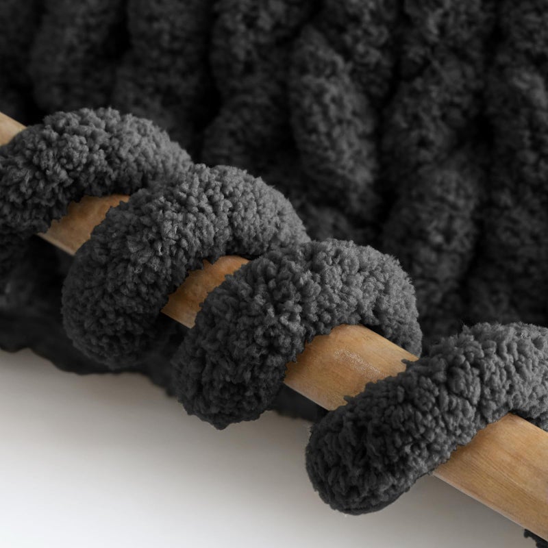 mellobello Jumbo Chunky Yarn for Hand Knitting - Super Thick Chenille Chunky Yarn for Crocheting - Extra Soft Bulky Fluffy Blanket Big Yarns 8 Jumbo Pack (27yds,8 oz Each Skein) Black - Image 5