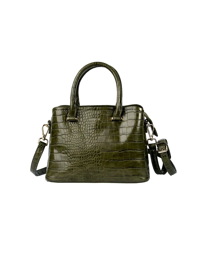 AMICA Daphne Reptile Textured Vegan Leather Ladies Shoulder Crossbody Handbag